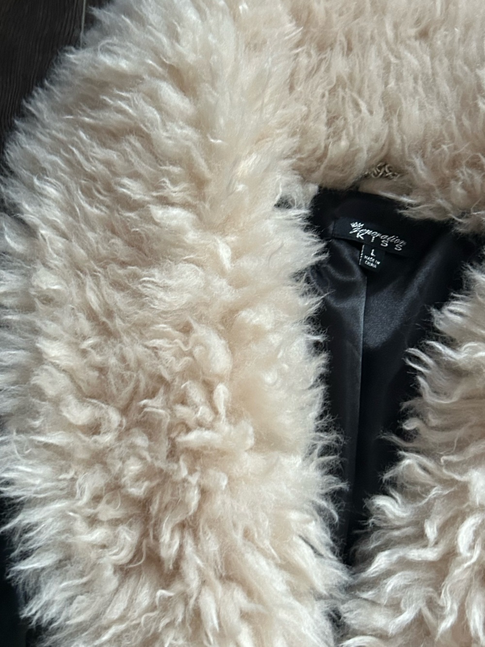 Dolls Kill Black Faux Leather Jacket with Cream Faux Fur Collar and Cuffs - Picture 6 of 11